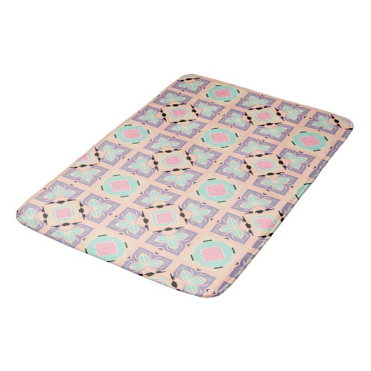Pastel Geometric Tile Pattern | Pink Mint Purple  バスマット (アングル)