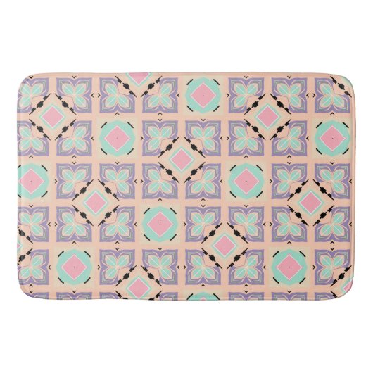 Pastel Geometric Tile Pattern | Pink Mint Purple  バスマット (正面)