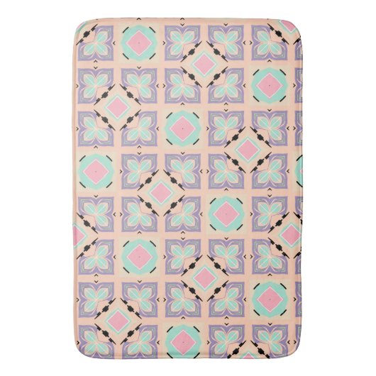 Pastel Geometric Tile Pattern | Pink Mint Purple  バスマット (正面縦)