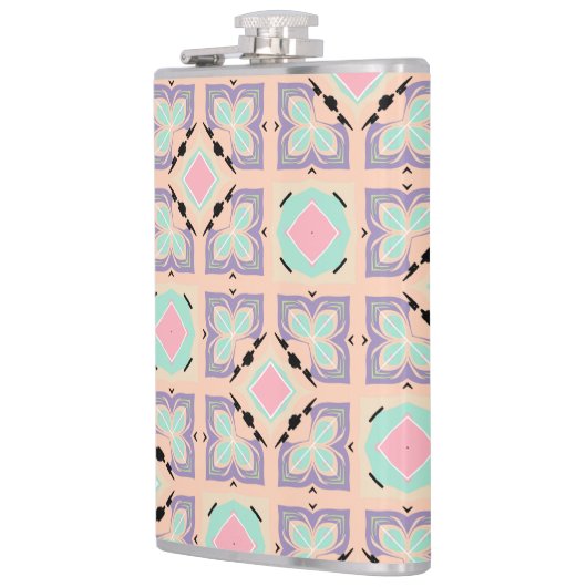 Pastel Geometric Tile Pattern | Pink Mint Purple  フラスク (左)