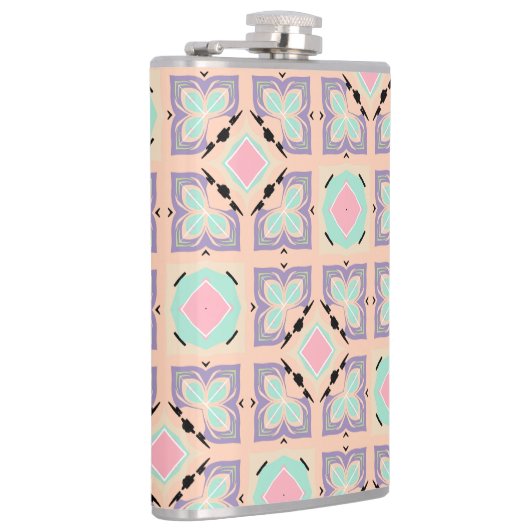 Pastel Geometric Tile Pattern | Pink Mint Purple  フラスク (右)