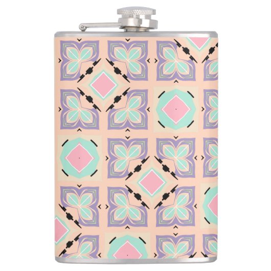Pastel Geometric Tile Pattern | Pink Mint Purple  フラスク (正面)