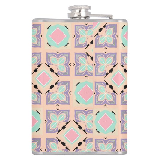 Pastel Geometric Tile Pattern | Pink Mint Purple  フラスク (裏面)