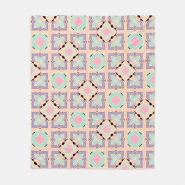 Pastel Geometric Tile Pattern | Pink Mint Purple  フリースブランケット