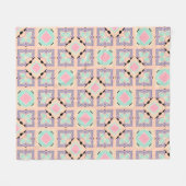 Pastel Geometric Tile Pattern | Pink Mint Purple  フリースブランケット (正面(横))