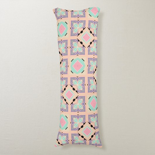 Pastel Geometric Tile Pattern | Pink Mint Purple  ボディピロー (正面縦)