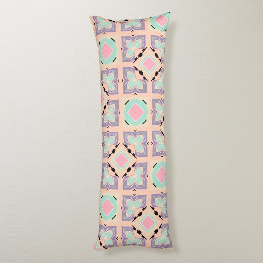 Pastel Geometric Tile Pattern | Pink Mint Purple  ボディピロー (裏面 (縦))