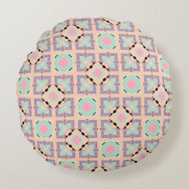 Pastel Geometric Tile Pattern | Pink Mint Purple  ラウンドクッション