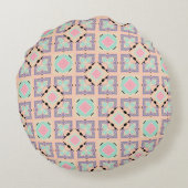 Pastel Geometric Tile Pattern | Pink Mint Purple  ラウンドクッション (裏面)