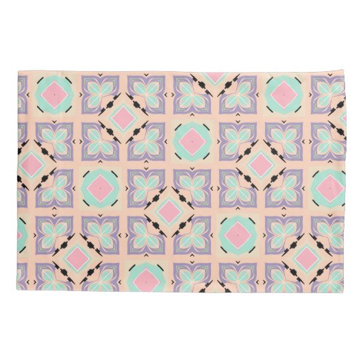 Pastel Geometric Tile Pattern | Pink Mint Purple  枕カバー (裏面)