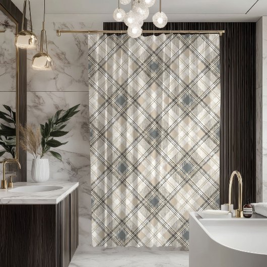 Pastel Geometry Curtain Clean Minimalist Vibe シャワーカーテン