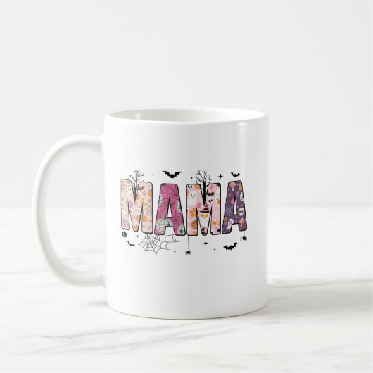 Pastel Ghost and Pumpkin Mama Coffee Cup コーヒーマグカップ (左)