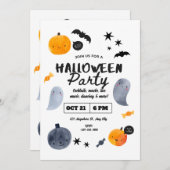 Pastel Ghost Halloween Invitation for Toddlers   招待状 (正面/裏面)