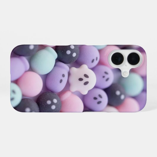 Pastel Ghost Marshmallows Halloween Case iPhone 16ケース (裏面横)
