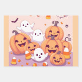 Pastel Ghosts & Pumpkins Gift Wrap ラッピングペーパーシート (正面2)