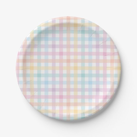 Pastel Gingham Paper Plate ペーパープレート (正面)
