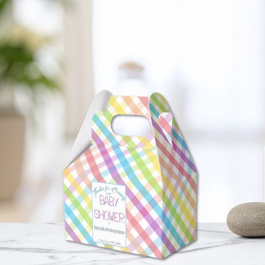 Pastel Gingham Rainbow Baby Shower フェイバーボックス