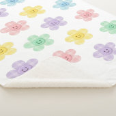 Pastel Gingham Smiling Flowers Cute Blanket シェルパブランケット (3/4)