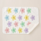 Pastel Gingham Smiling Flowers Cute Blanket シェルパブランケット (正面(横))