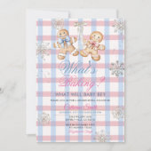 Pastel Gingham What’s Baking Gender Reveal Invitat 招待状 (正面)