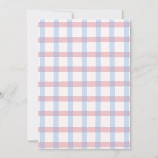 Pastel Gingham What’s Baking Gender Reveal Invitat 招待状 (裏面)