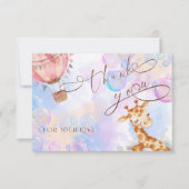 Pastel Giraffe Baby Shower Thank You Card サンキューカード (正面)