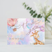 Pastel Giraffe Baby Shower Thank You Card サンキューカード (スタンド正面)