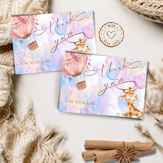 Pastel Giraffe Baby Shower Thank You Card サンキューカード