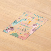 Pastel Girl Dinosaur 1st Birthday Invitation アクリル招待状 (レイダウン)