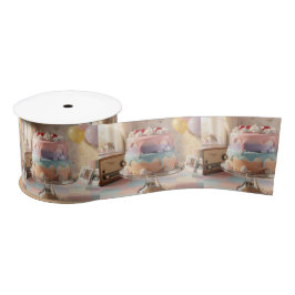 Pastel Glass Birthday Cake with Cherries   サテンリボン