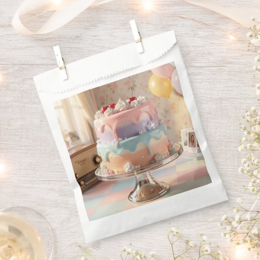 Pastel Glass Birthday Cake with Cherries   フェイバーバッグ (クリップ留めされた状態)