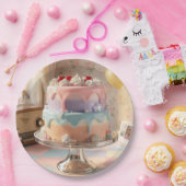 Pastel Glass Birthday Cake with Cherries   ペーパープレート (パーティー)