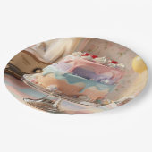 Pastel Glass Birthday Cake with Cherries   ペーパープレート (アングル)