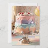 Pastel Glass Birthday Cake with Cherries   招待状 (正面)