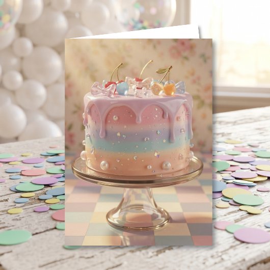 Pastel Glass Food Aesthetic Rainbow Birthday カード
