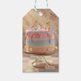Pastel Glass Food Aesthetic Rainbow Birthday Cake ギフトタグ