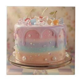 Pastel Glass Food Aesthetic Rainbow Cake タイル