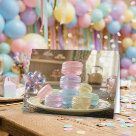 Pastel Glass Macaron Cookies | Happy Birthday カード