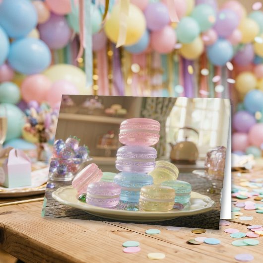 Pastel Glass Macaron Cookies | Happy Birthday カード
