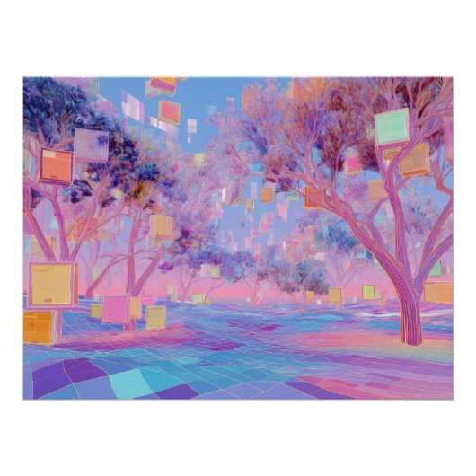 Pastel Glitch Forest in Dreamscape Bloom ポスター (正面)