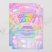 Pastel Glitter Girls Slumber Party Birthday  招待状 (正面/裏面)