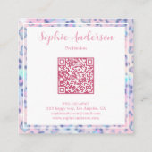Pastel Glitter Leopard Print with Qr Code スクエア名刺 (裏面)