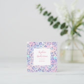 Pastel Glitter Leopard Print with Qr Code スクエア名刺 (スタンド正面)