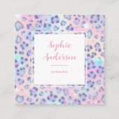 Pastel Glitter Leopard Print with Qr Code スクエア名刺 (正面)