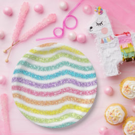 Pastel Glitter Rainbow ペーパープレート
