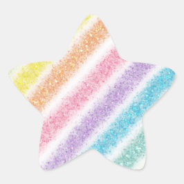 Pastel Glitter Rainbow 星シール
