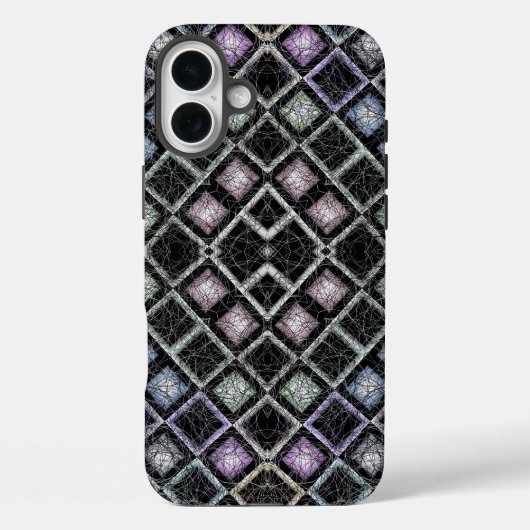 Pastel Glow Mosaic Mandala with Silver Lattice Case-Mate iPhoneケース (裏面)