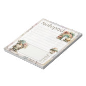 Pastel Gnome & Mushroom – Floral Spring Design ノートパッド (回転)