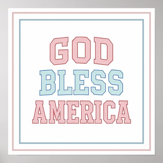 Pastel God Bless America Collegiate Bold Printed ポスター (正面)