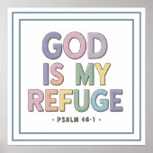 Pastel God Is My Refuge Scripture Bold Quote ポスター (正面)